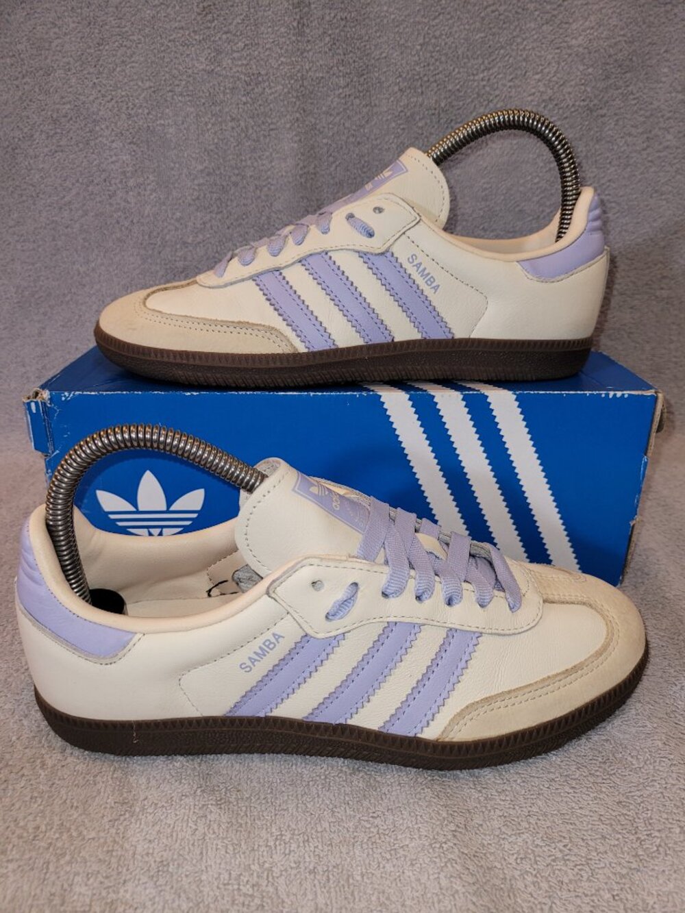 Adidas Samba Women's Size 6 Cream White Violet Lilac Gum Sneakers JI2678 (#2224)